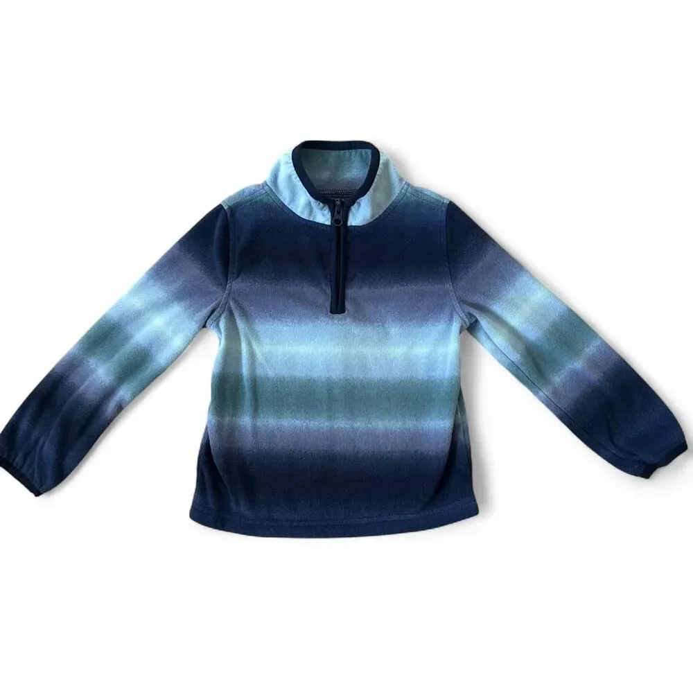 OshKosh B’gosh Boys Size 4 Blue Ombre Striped Fleece Quarter-Zip Pullover